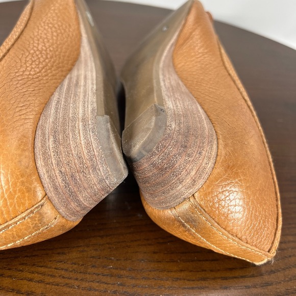 Tory Burch Shoes Women's 6.5M Brown Pebbled Leather Peep Toe Pump Wedge 11128602 - Picture 14 of 16